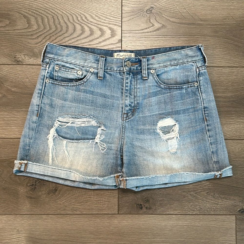 Madewell High Rise Distressed Blue Jean Shorts Size‎ 28